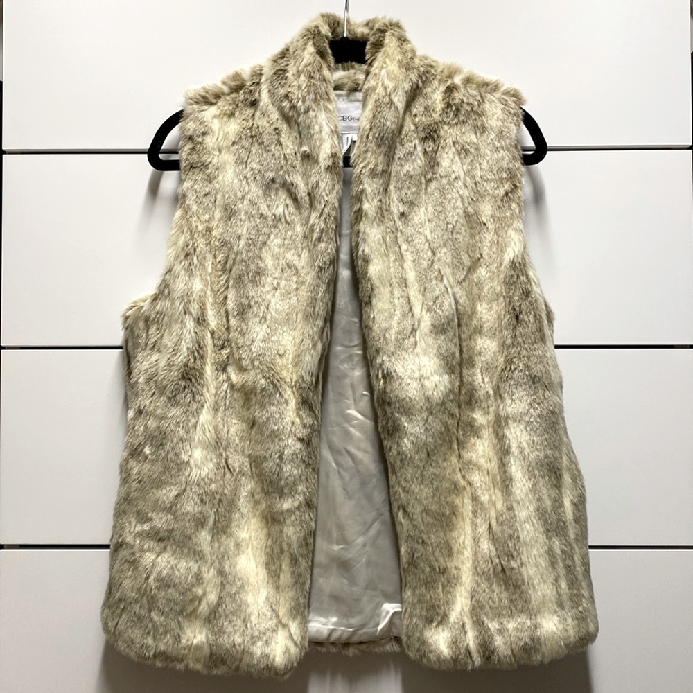 BCBGeneration Tan Faux Fur Vest